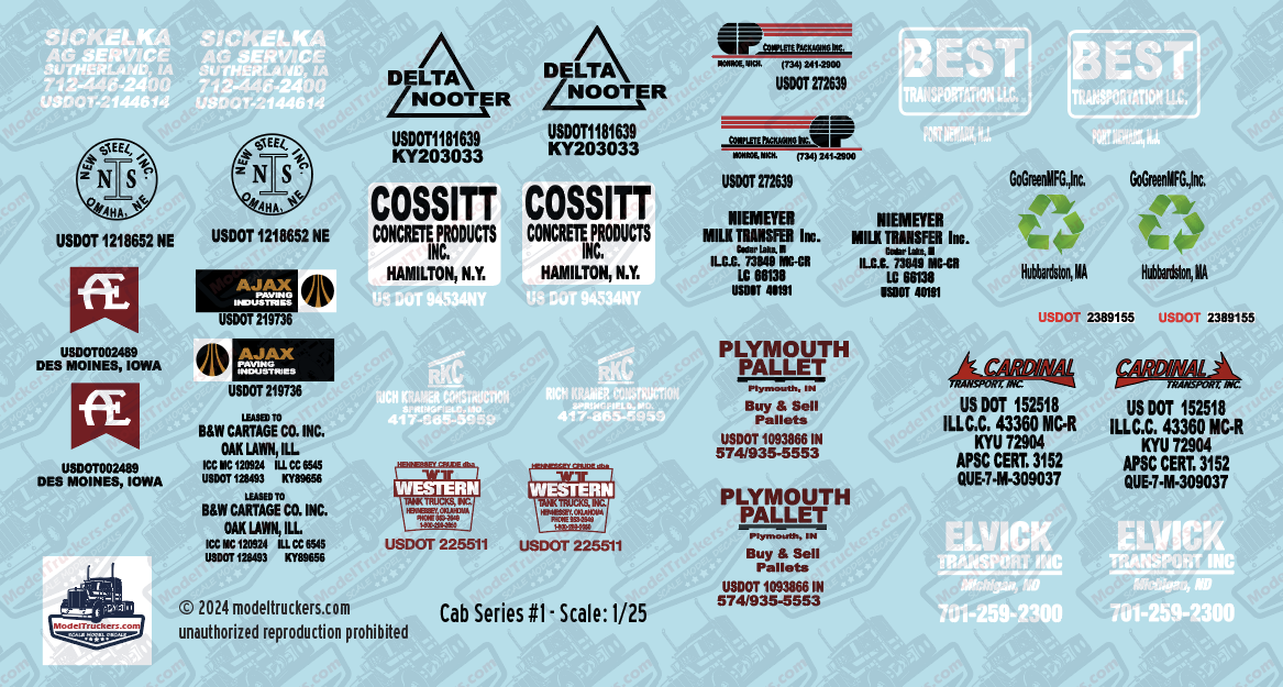 Truck Cab Door - Series 1 Model Decals