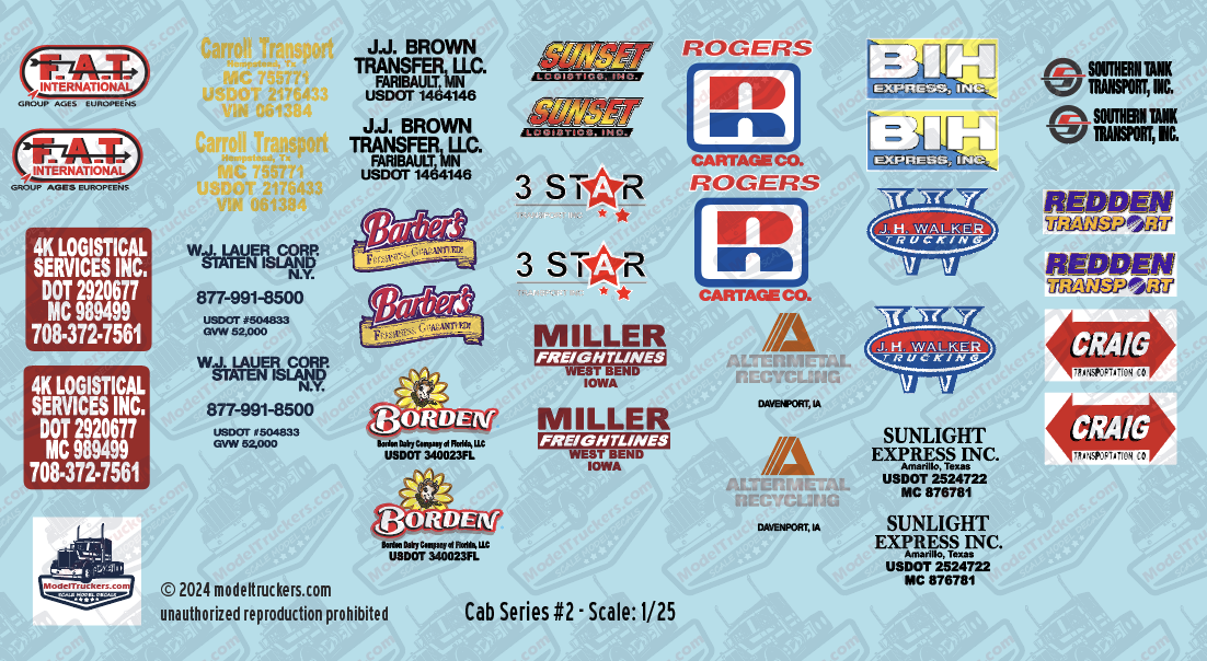 Truck Cab Door - Series 2 Model Decals