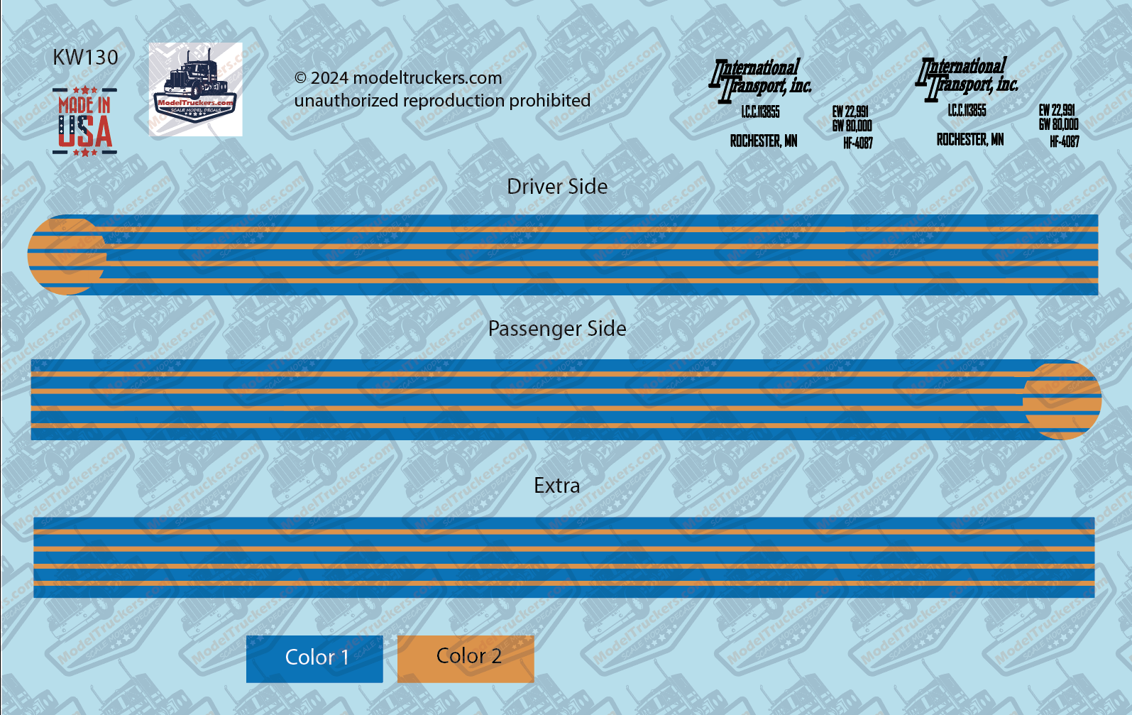 KW130 - Kenworth Decal Stripes – Model Truckers LLC