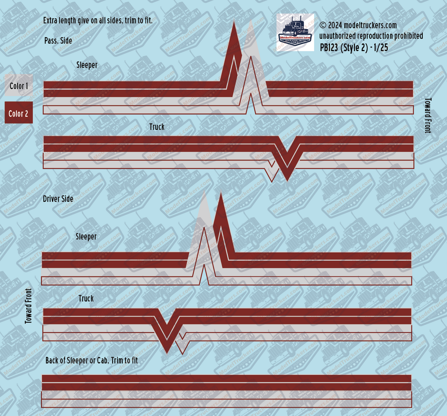 PB123 (Style 2) - Peterbilt Decal Stripes