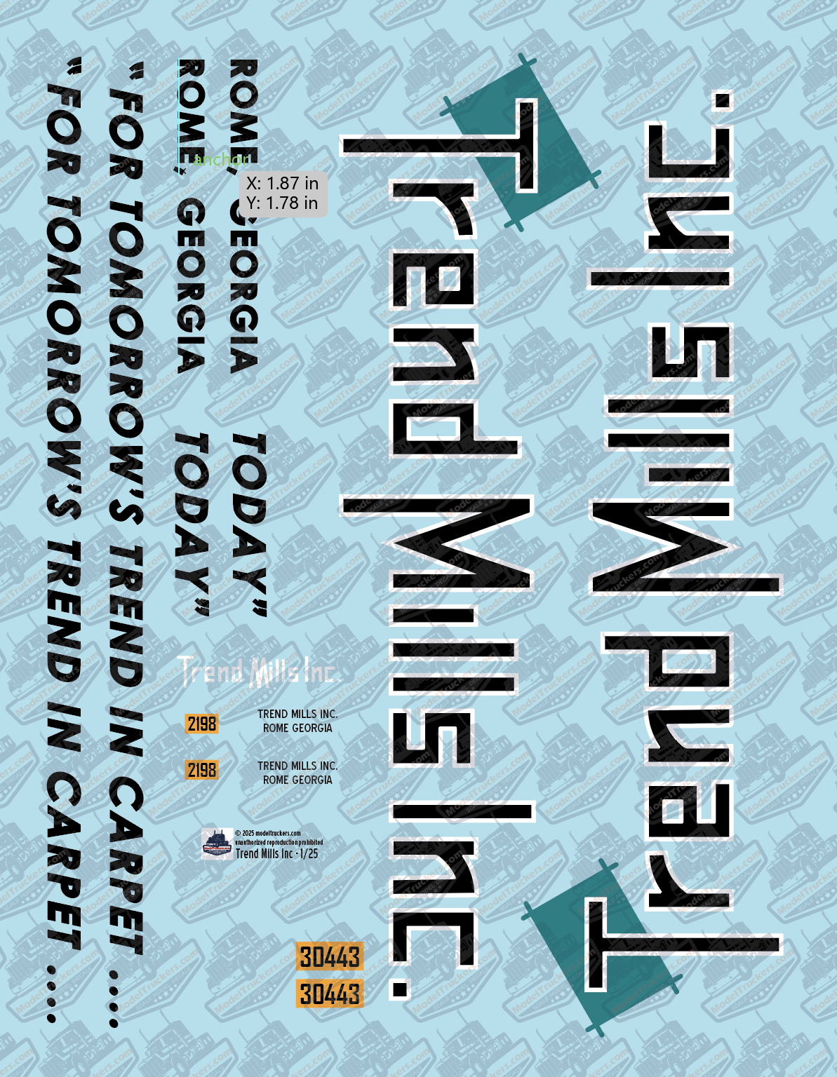 Trend Mills Inc Model Decals