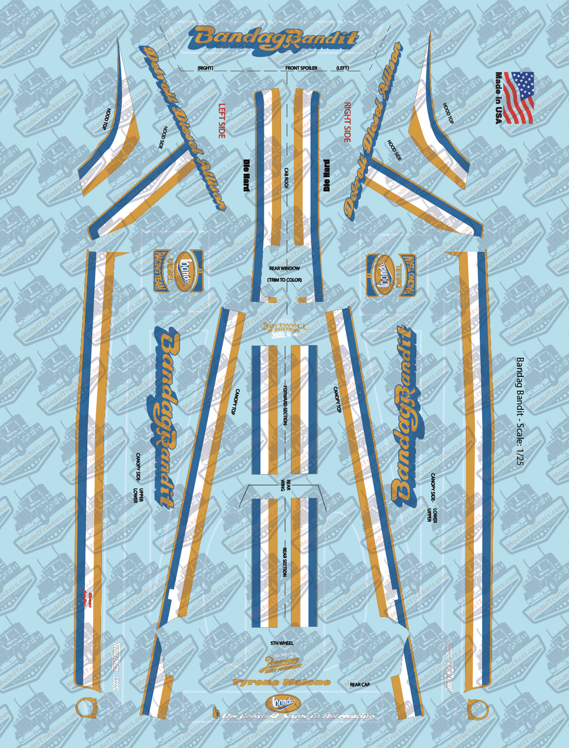 Tyrone Malone's "Bandag Bandit" Model Decals