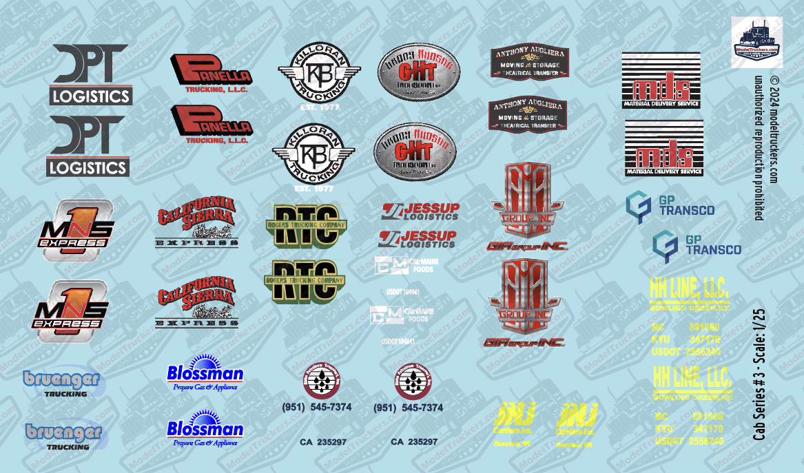 Truck Cab Door - Series 3 Model Decals