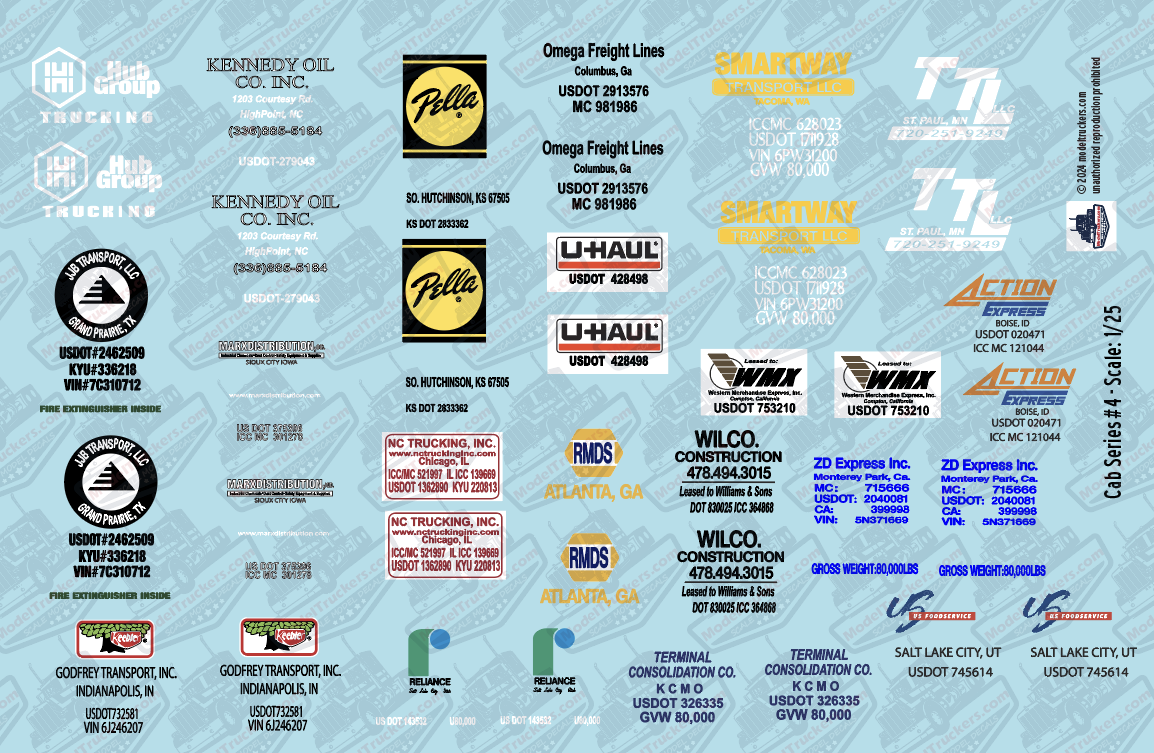 Truck Cab Door - Series 4 Model Decals