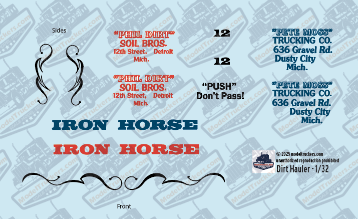 Vintage Dirt Hauler Model Decals