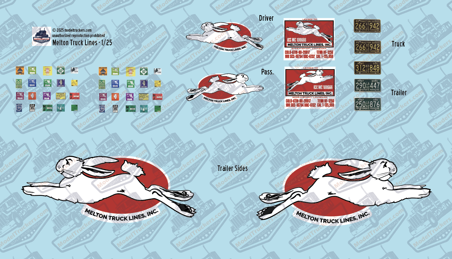 Melton Truck Lines Model Decals