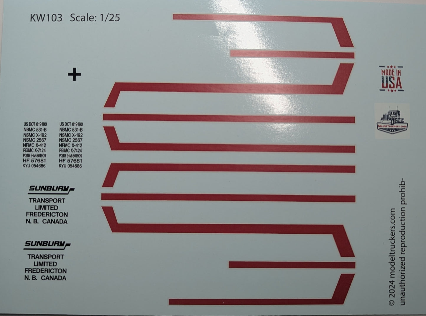 MISPRINT! KW103 Stripes 1/25 scale red/silver