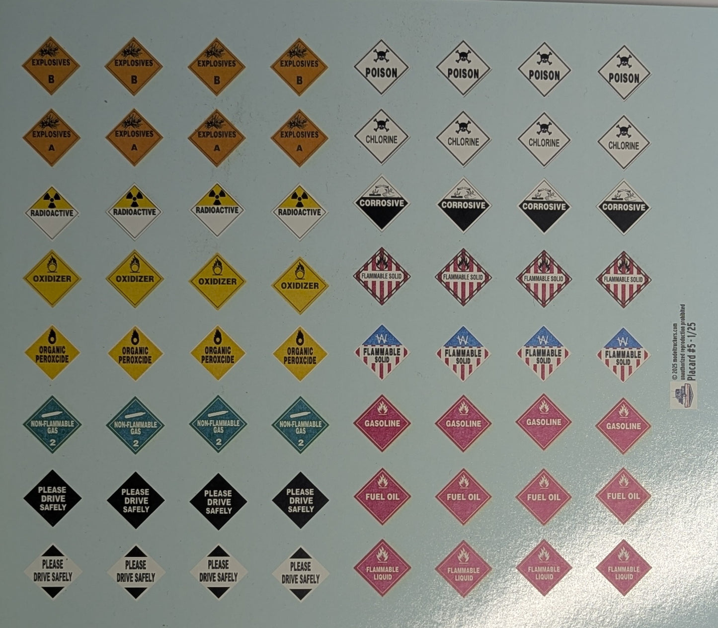 MISPRINT! Placard Set #5 1/25 Scale