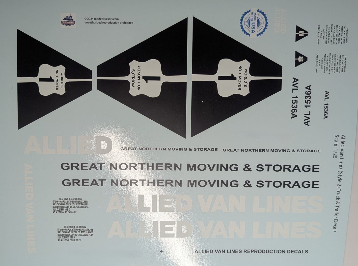 MISPRINT! Allied Van Lines Style 2 1/25