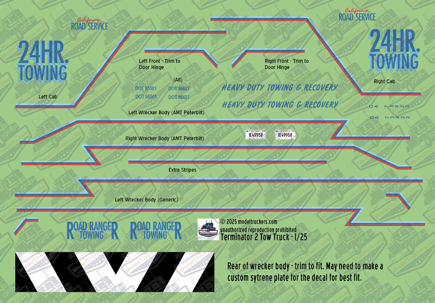 "Road Ranger Towing" Truck Model Decals