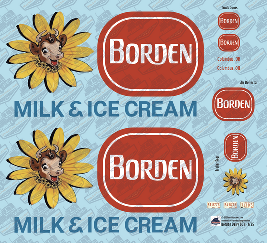Borden Dairy Semi 1980's era Model Decals