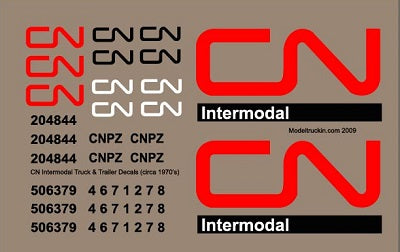 CN Intermodal Model Decals