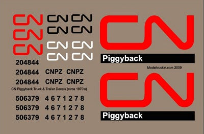 CN Piggyback Model Decals