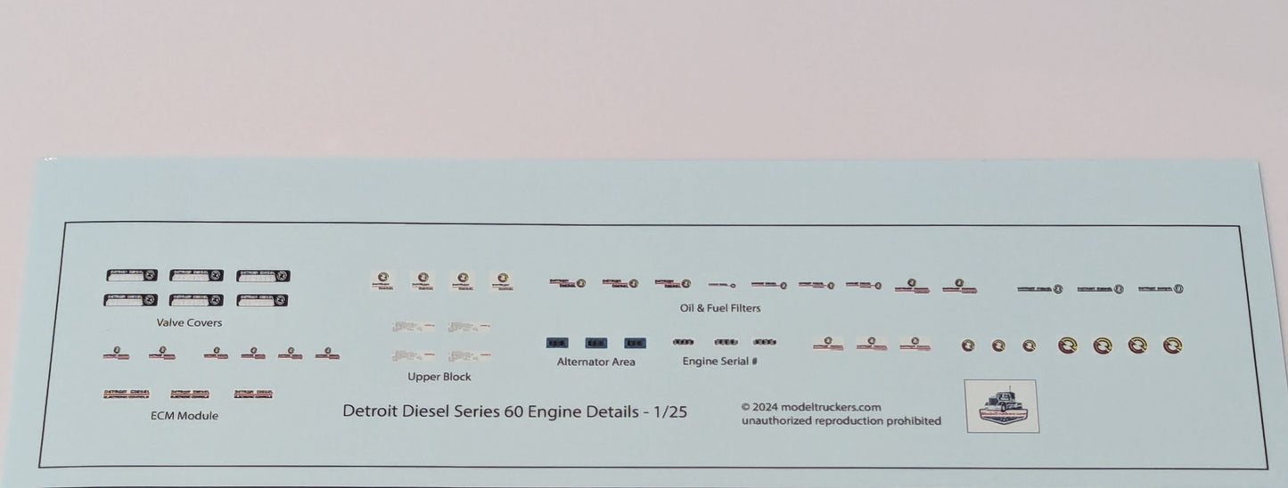 MISPRINT! Detroit Diesel Detail Decals 1/25