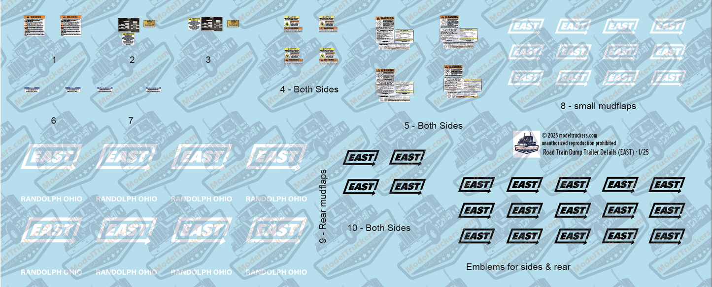Dump Trailer Michigan Road Train Detail Model Decals