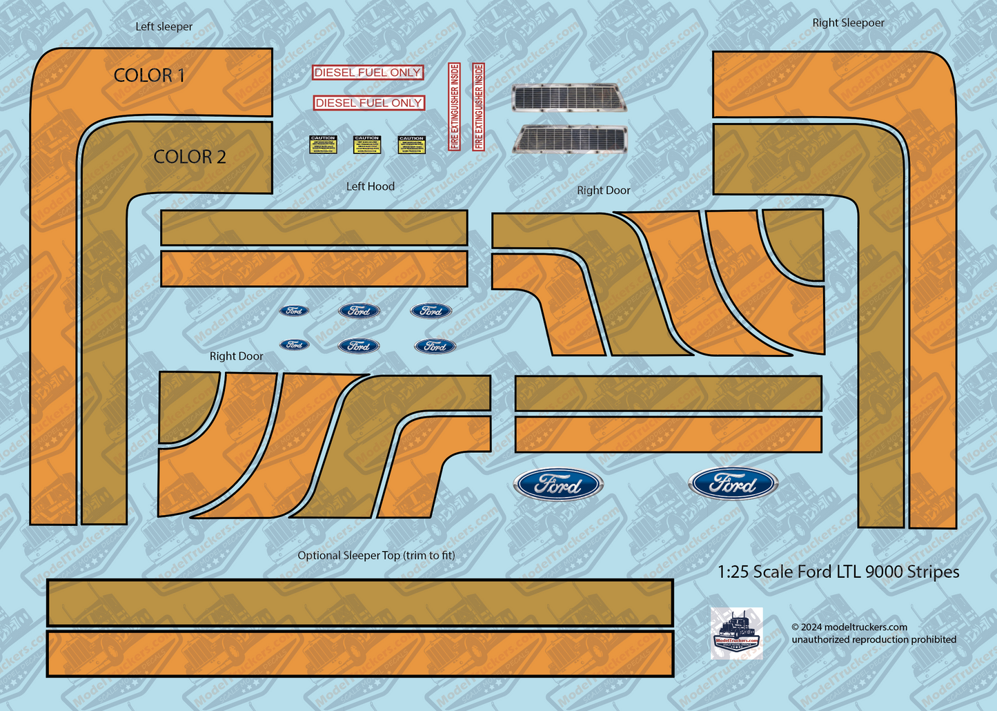 FD104-A - LTL 9000 Ford Decal Stripes