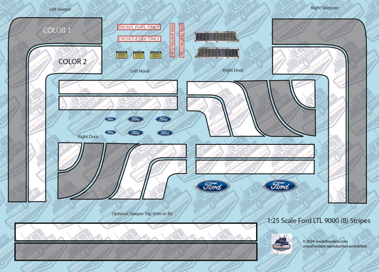 FD104-B - LTL 9000 Ford Decal Stripes