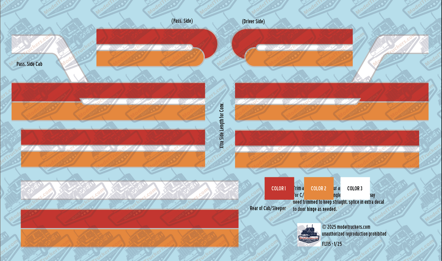 FL115 - Freightliner Cabover & Conventional Decal Stripes