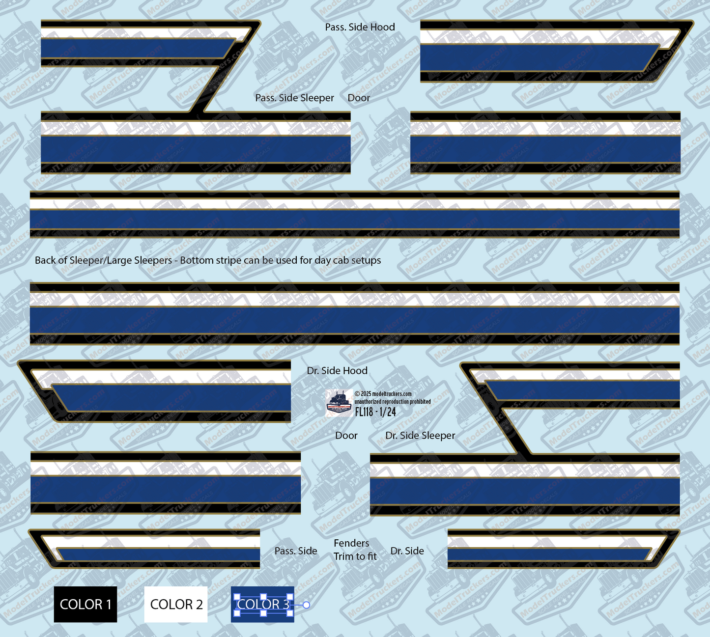 FL118 - Freightliner Conventional Decal Stripes