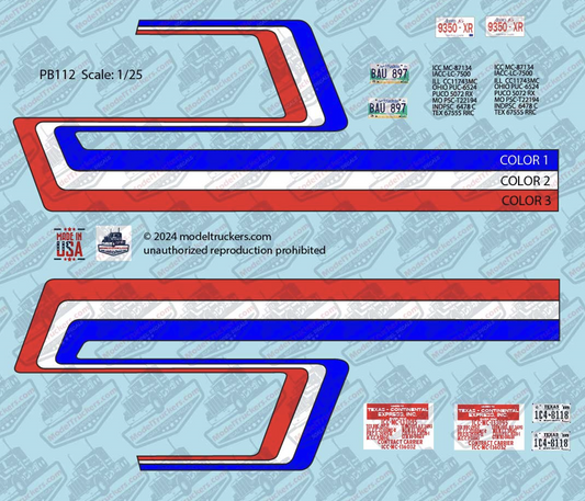 PB112 - Peterbilt Decal Stripes (Cabover)