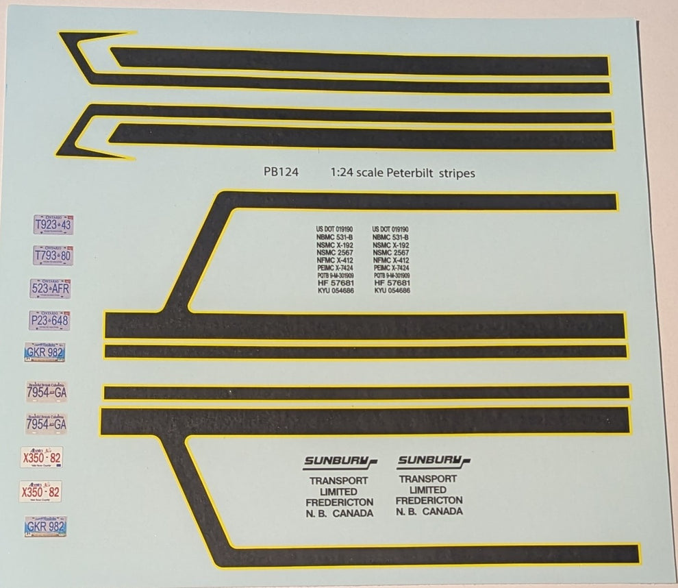 MISPRINT! PB124 Peterbilt Stripes Decals 1/24 Scale Black – Model ...