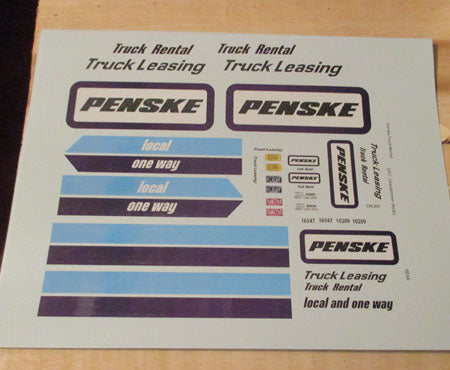 Penske Short Hauler Model Decals