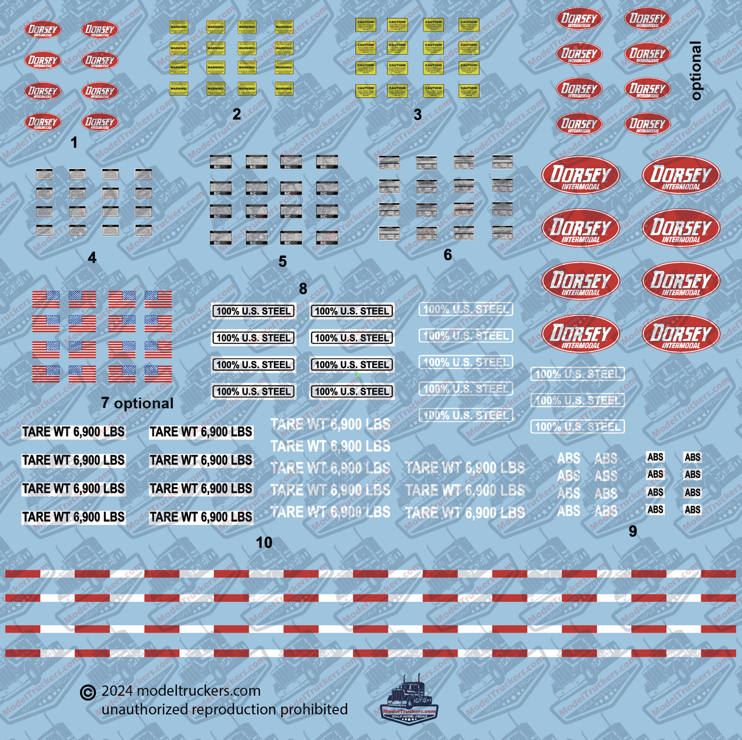 Container Trailer Chassis Detail Model Decals