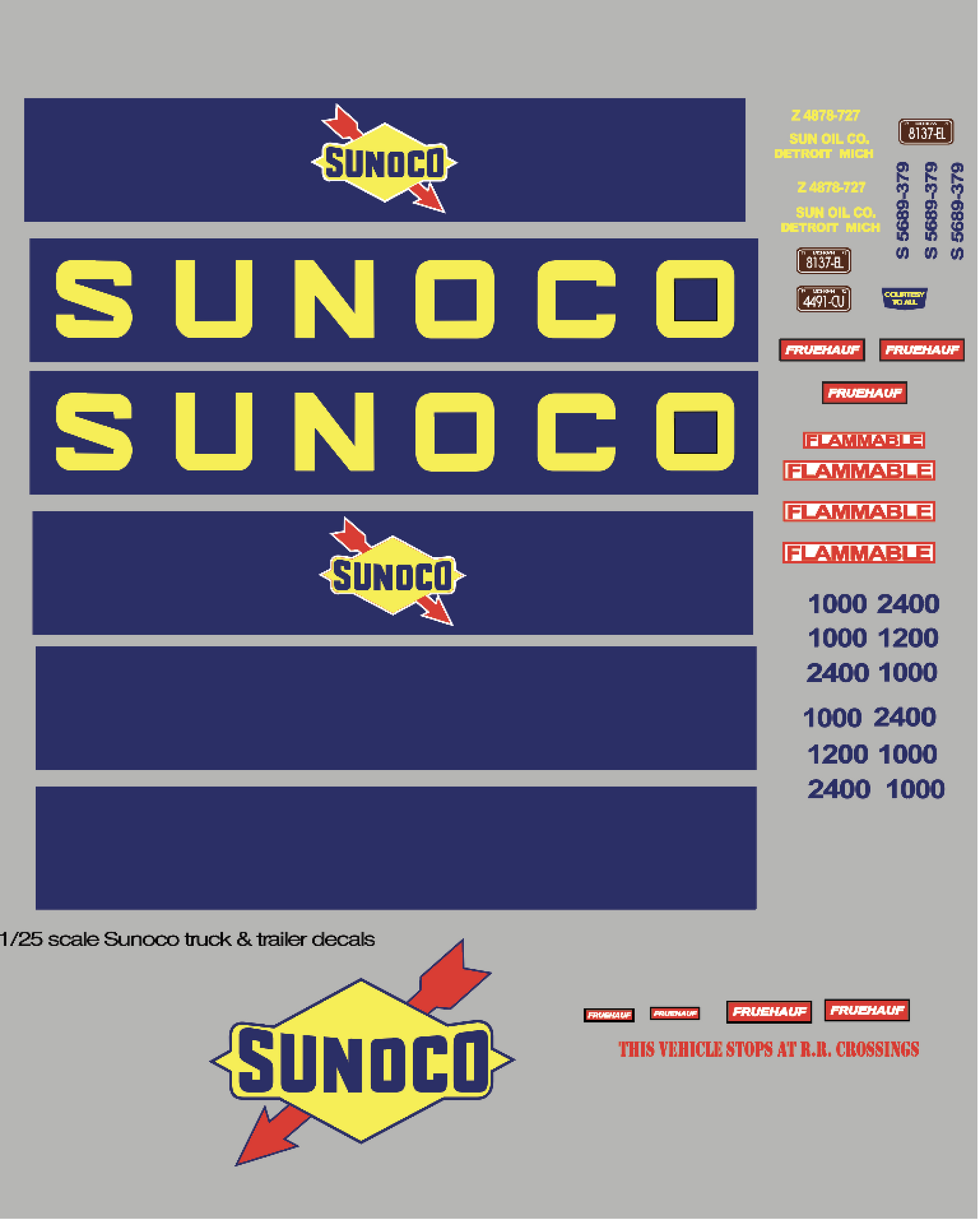 Sunoco Model Decals