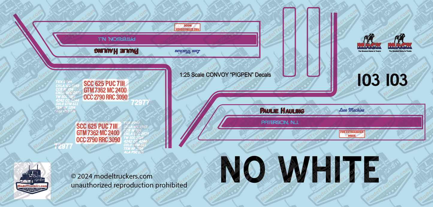 "Convoy" Pig Pen (Love Machine) Semi Model Decals