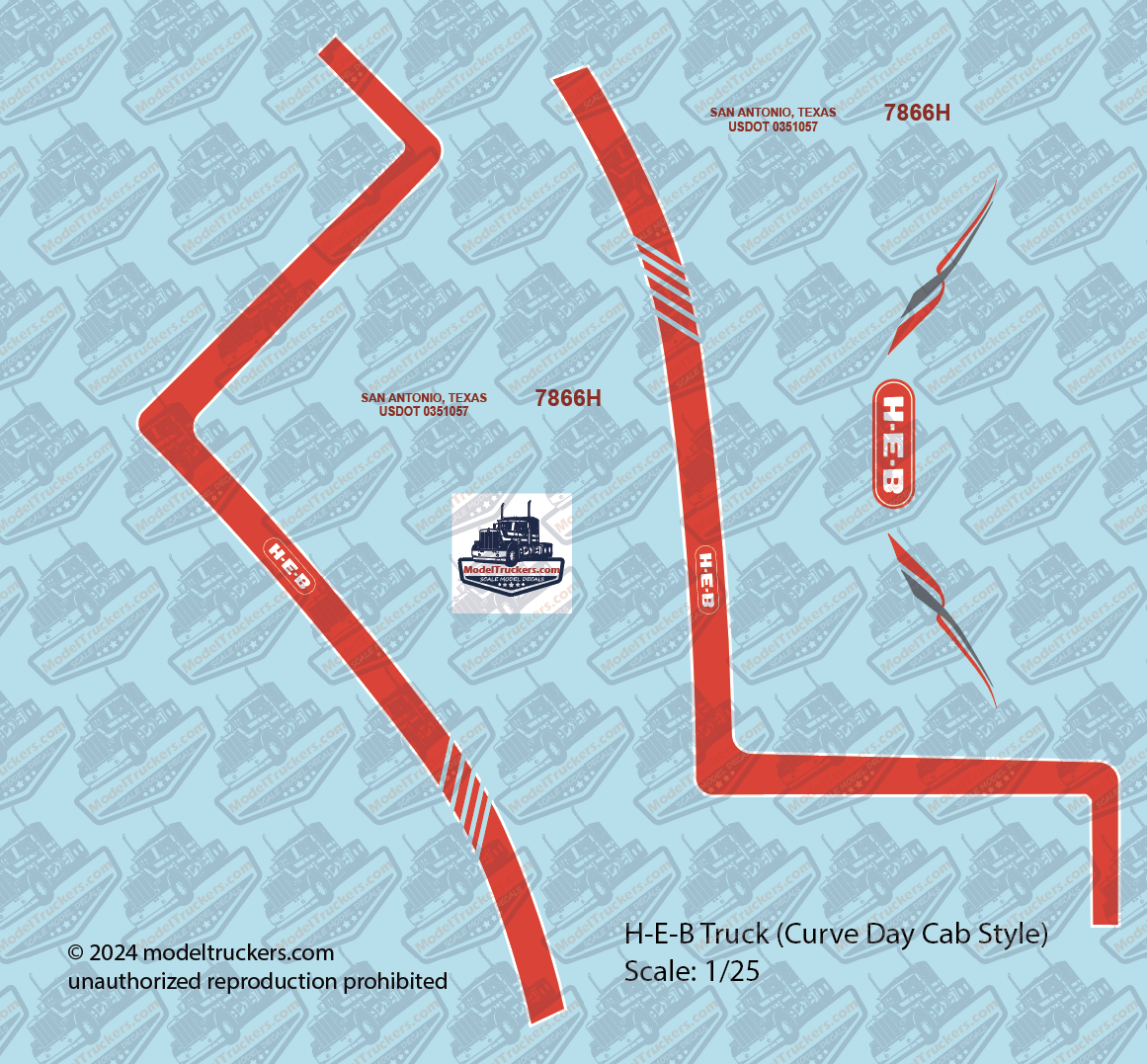 H-E-B Grocery (Day Cab Curved Style) Model Decals