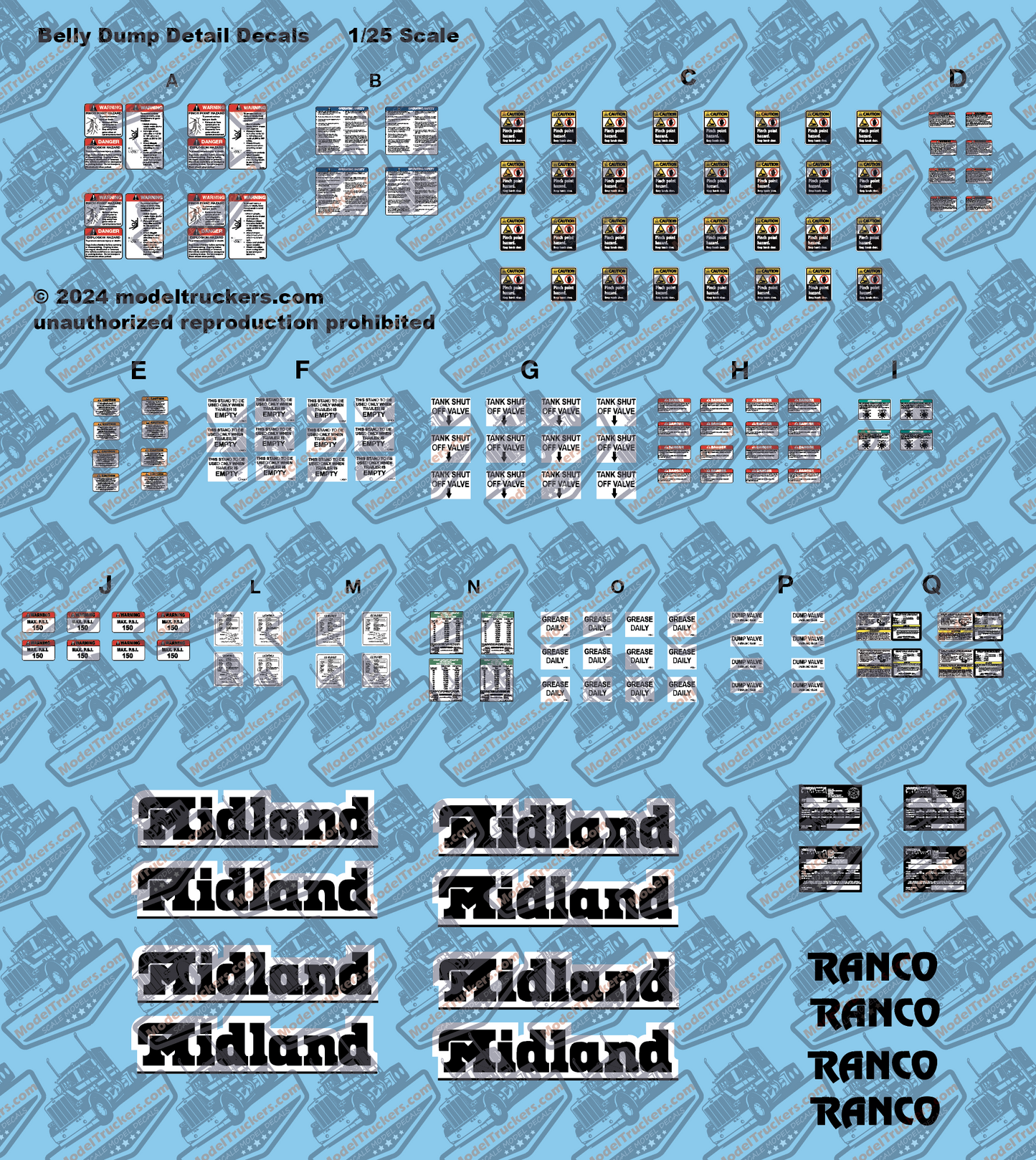 Belly Dump Trailer Detail Model Decals