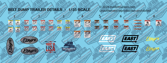 Belt Dump Trailer Detail Model Decals