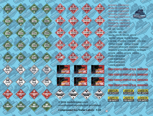 Compressed Gas Tanker Trailer Model Decals