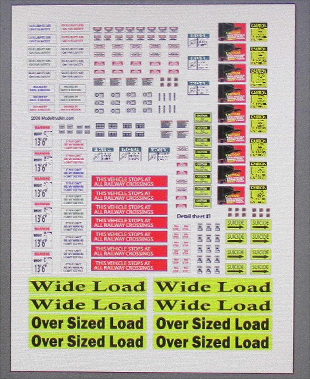 Semi Truck & Trailer Details Set #1 Model Decals