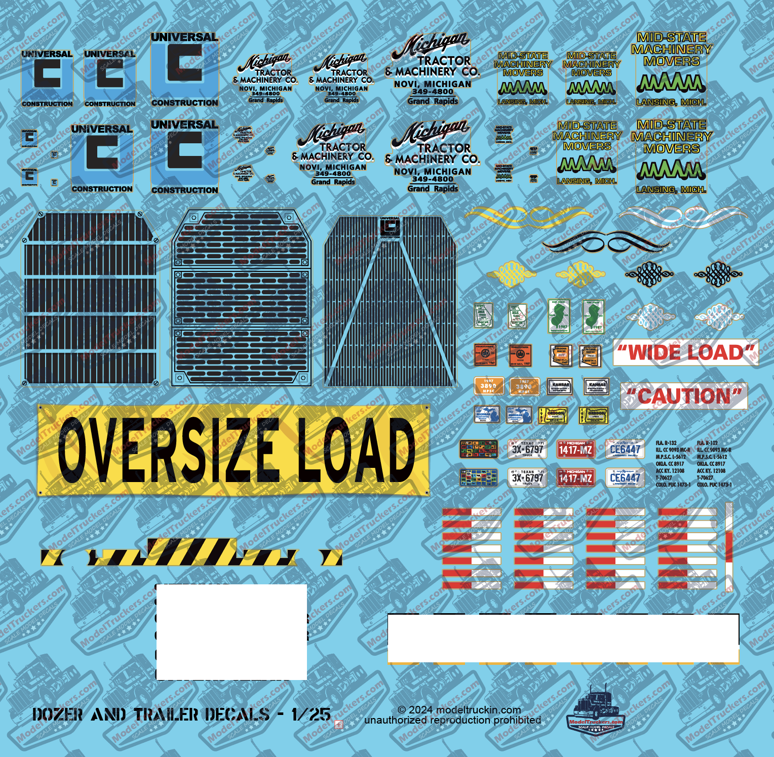 Bulldozer and Low-Boy Trailer Model Kit Decals – Model Truckers LLC