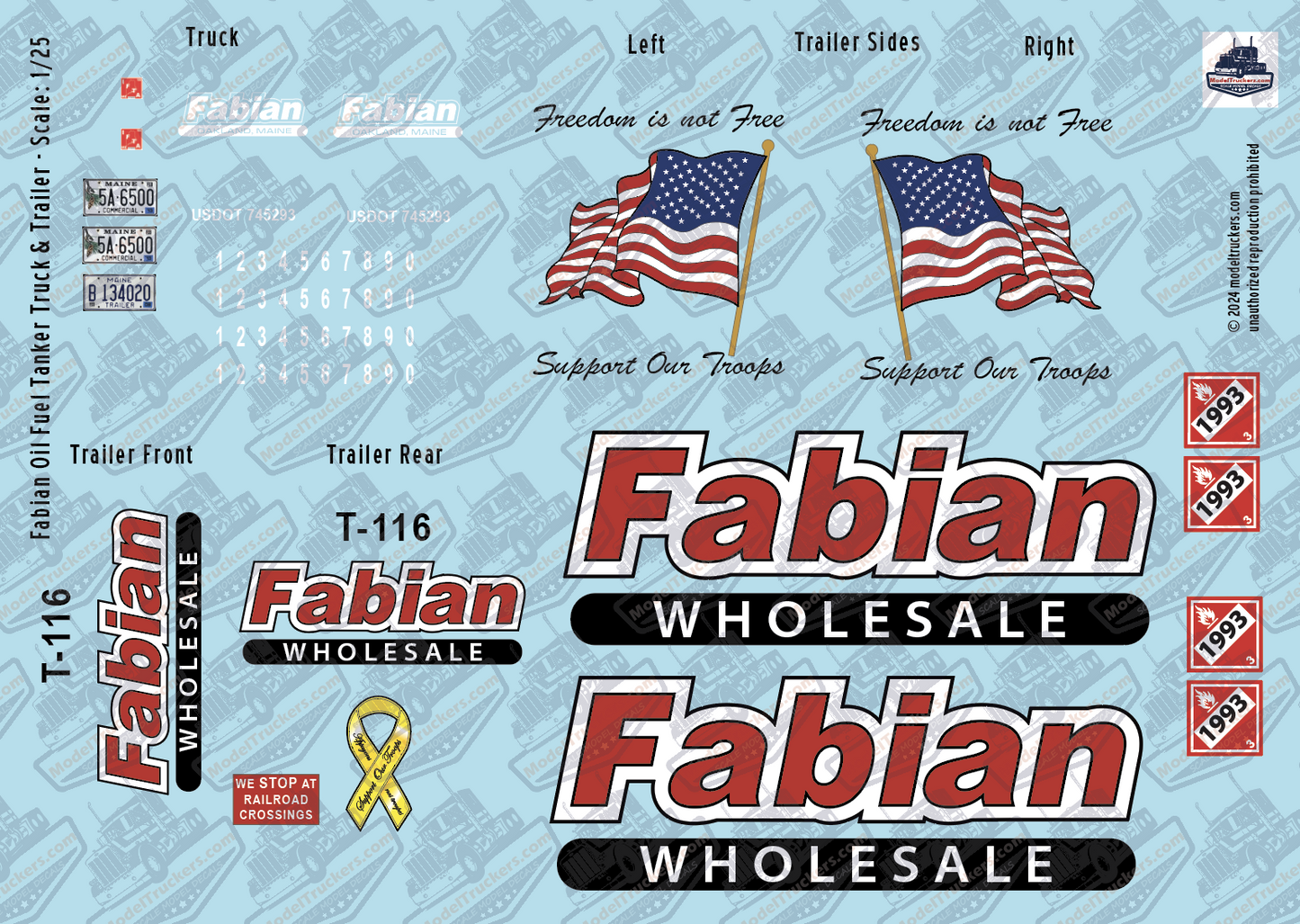 Fabian Oil Gasoline Tanker Model Decals