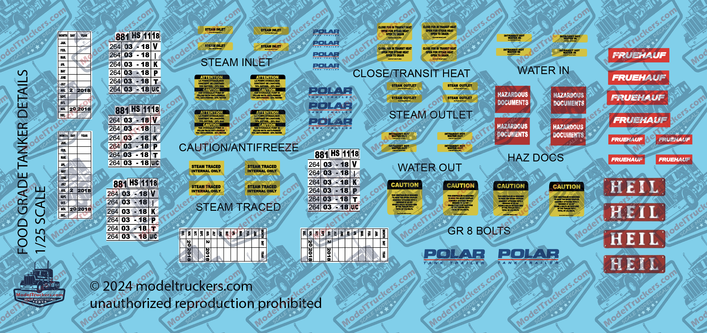 Modecor Food Decals Food Grade Tanker Semi Trailer Detail Model Decals – Model Truckers LLC