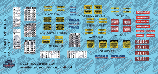 Food Grade Tanker Semi Trailer Detail Model Decals