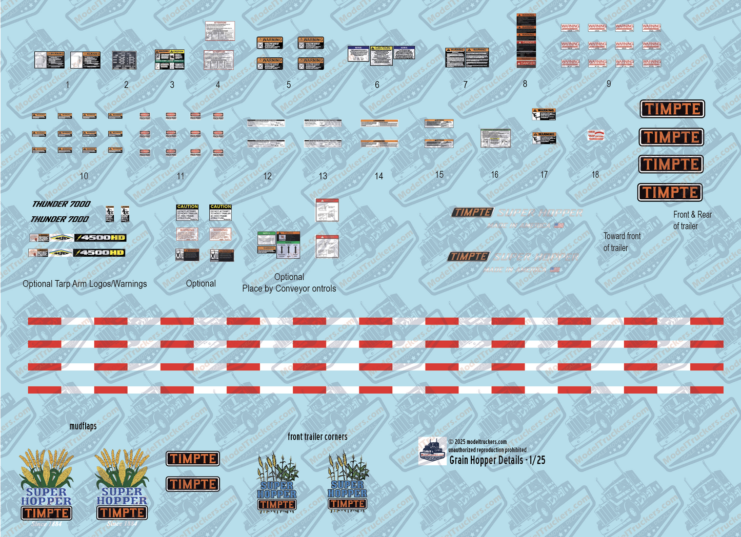 Grain Hopper Trailer Detail Model Decals