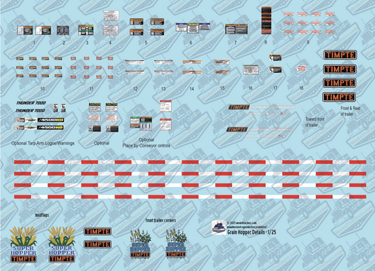 Grain Hopper Trailer Detail Model Decals