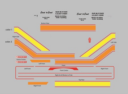 KW123 - Kenworth Aerodyne COE Decal Stripes