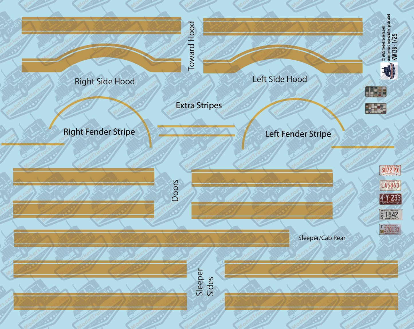 KW138 - Kenworth Conventional Decal Stripes