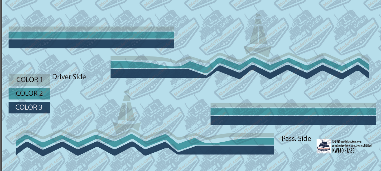 KW140 - Kenworth Conventional Decal Stripes