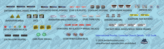 International Lonestar / Prostar Model Semi Chassis Detail Decals