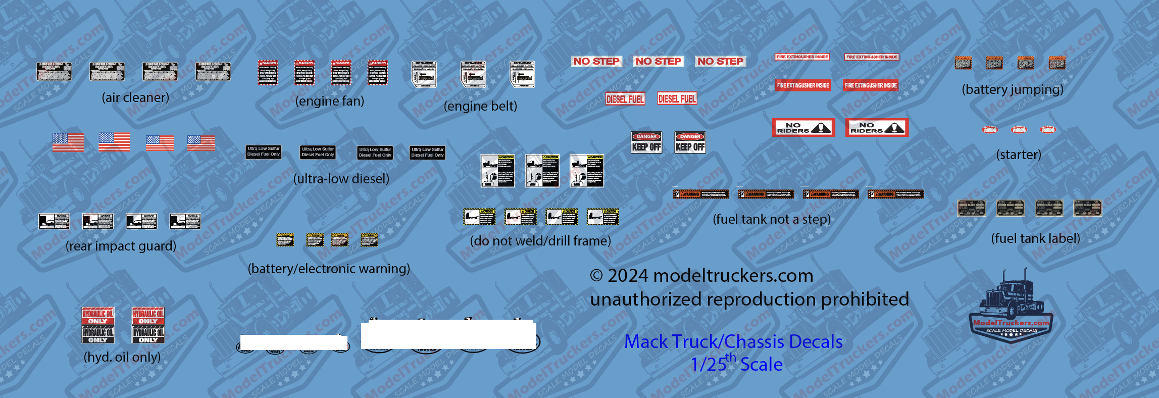 Mack Model Semi Chassis Detail Decals – Model Truckers LLC