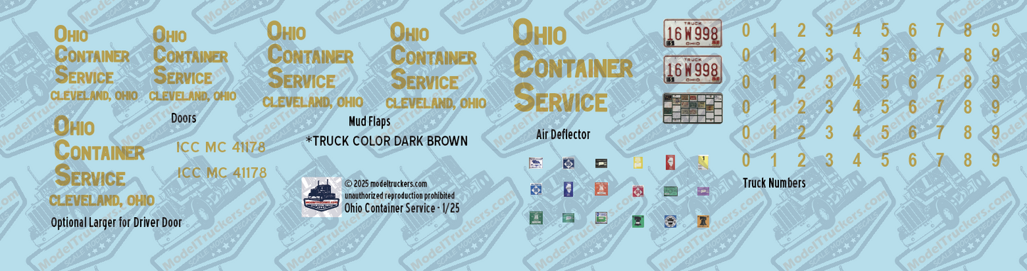 Ohio Container Service Truck Decals