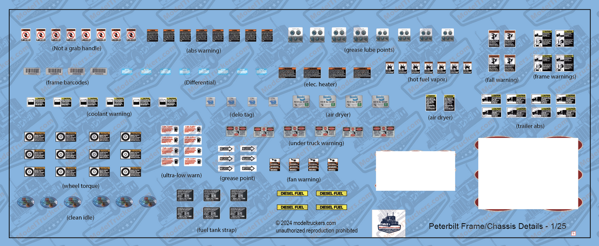 Peterbilt Model Semi Chassis Detail Decals – Model Truckers LLC