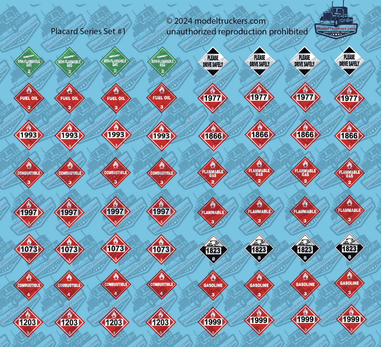 Semi Truck Placard Detail Set #1 Model Decals