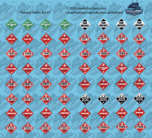 Semi Truck Placard Detail Set #1 Model Decals