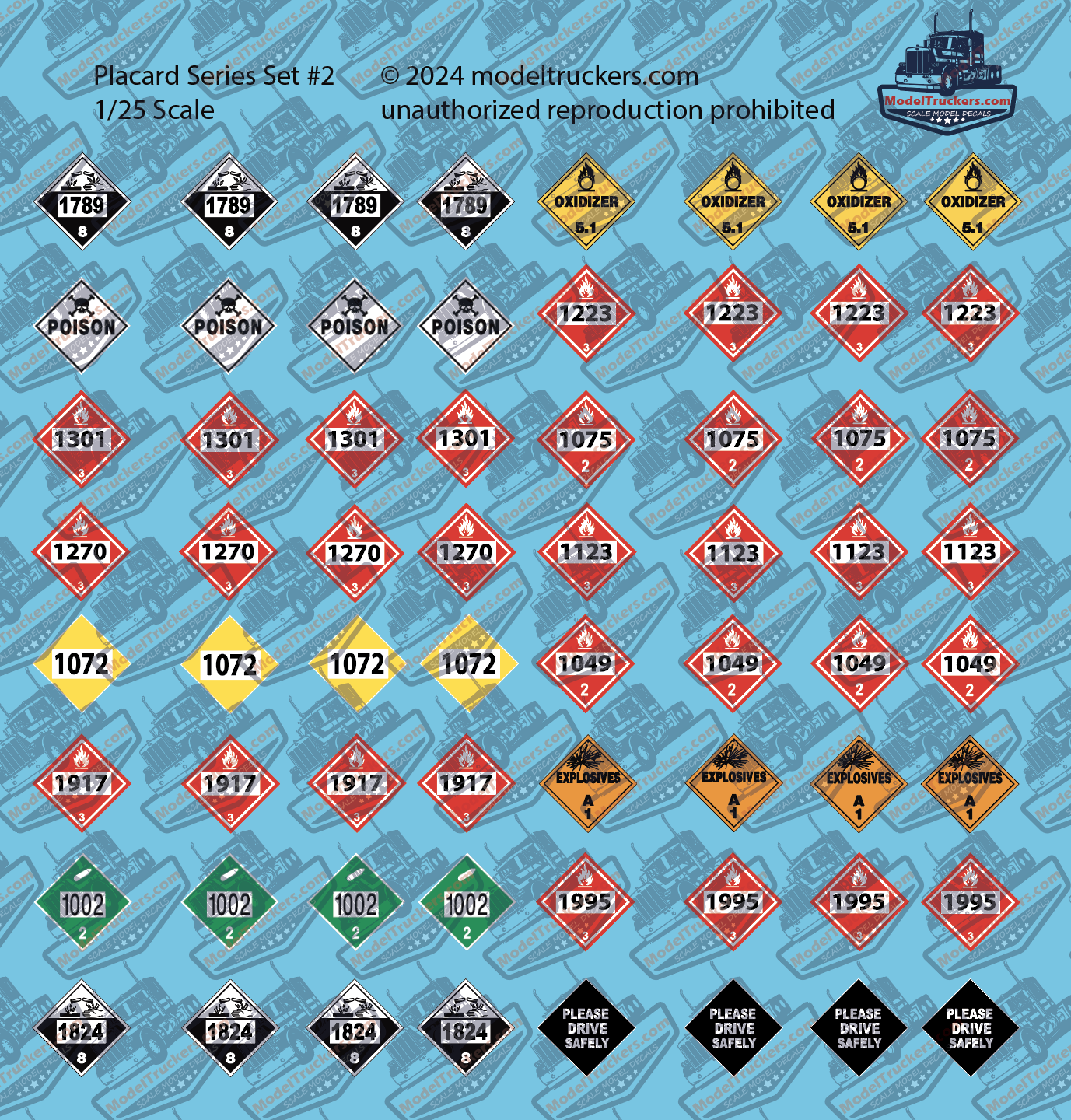 Semi Truck Placard Detail Set #2 Model Decals